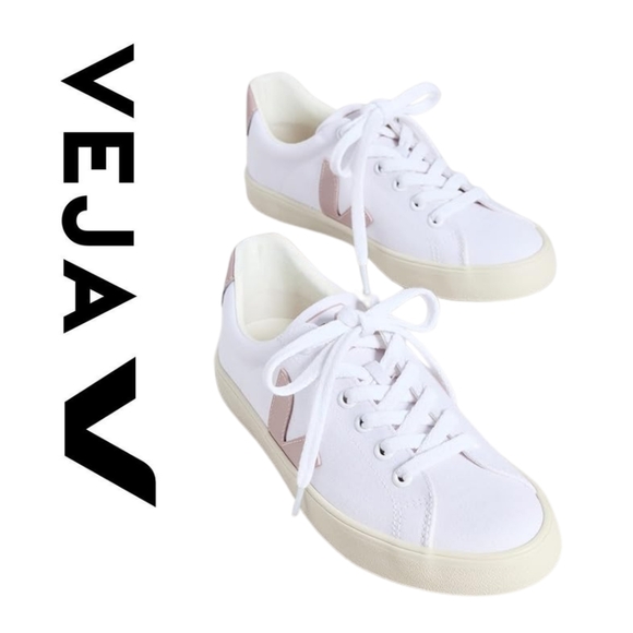 New!! VEJA - Women's Esplar Sneakers, White/Babe, Size 5 - Picture 3 of 7